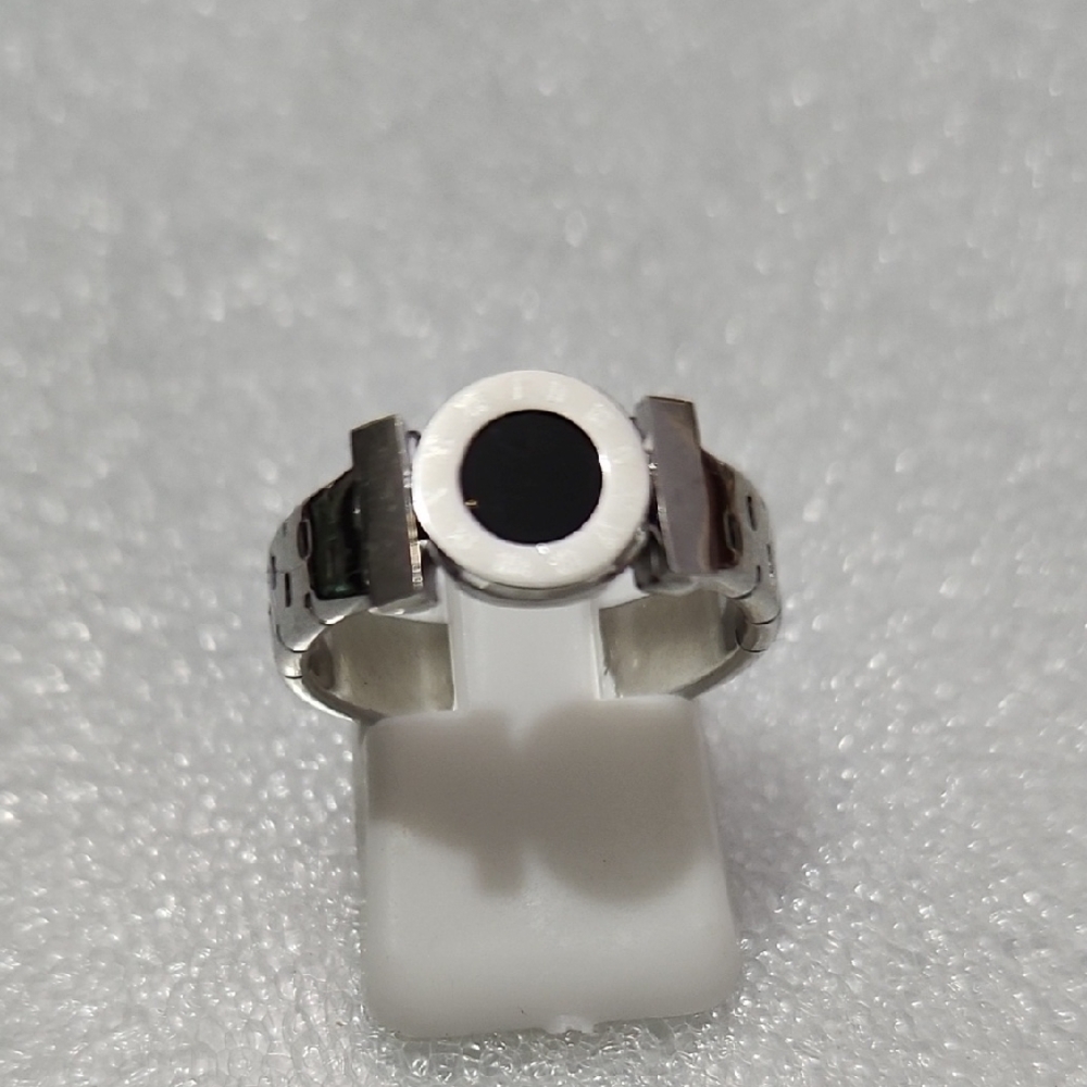 Silver and Black Roman Ring Stainless Steel Sz 7